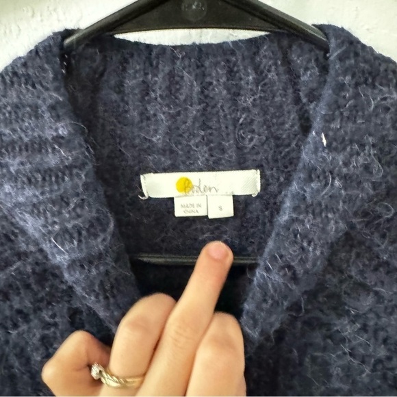 Boden Navy Blue Mock Neck Pullover Wool Alpaca Blend Sweater Small - Picture 4 of 6